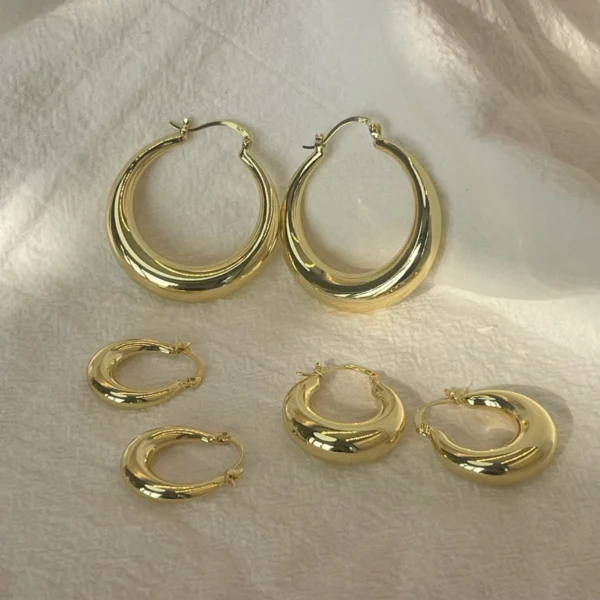 Boucles d'oreilles créoles grand cercle pour femmes et filles – Image 4