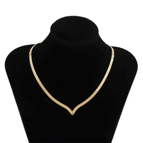 Collier plat à chevrons pour femmes, tour de cou de fête, bijoux à breloques . – Image 5